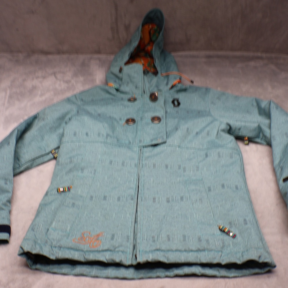 Scott Outerwear Jacket Women 4/6 Blue Insulated Hooded Full Zip Textured Ski